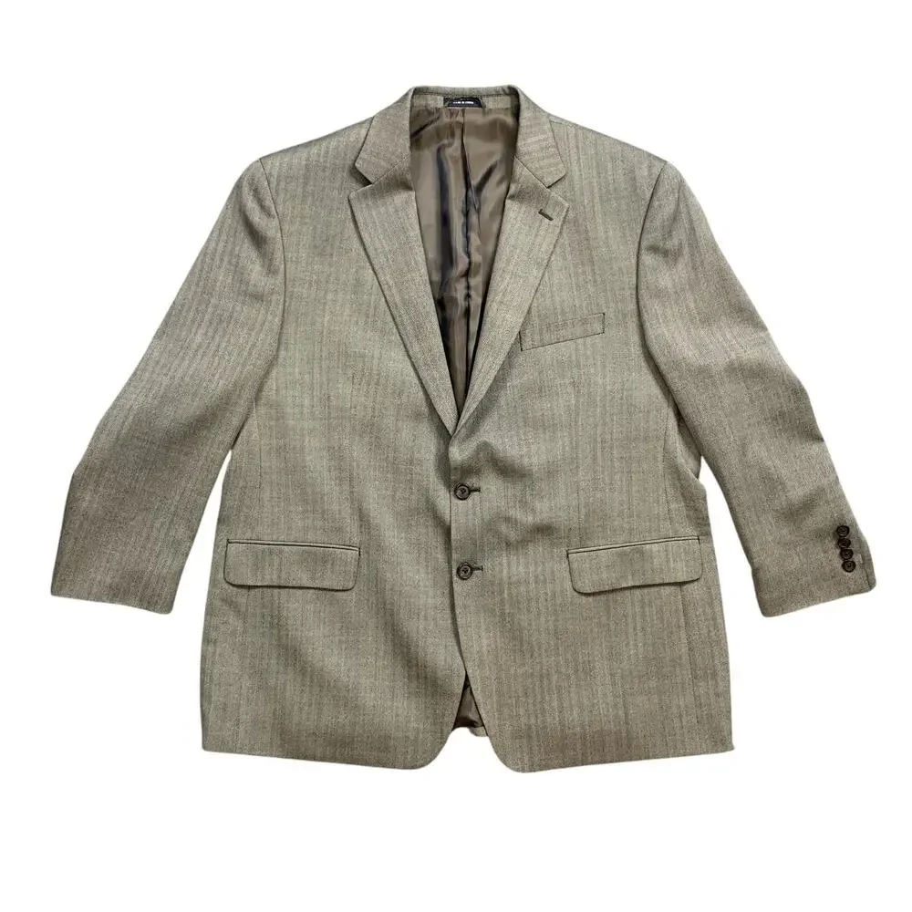 Ralph by Ralph Lauren Blazer Mens‎ 48 Black Cream Herringbone Wool 2 Button